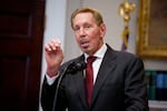 Oracle Chairman and Chief Technology Officer Larry Ellison speaks during a news conference with President Trump in the Roosevelt Room of the White House in Washington, D.C., on Jan. 21, 2025.