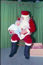 A rejected Santa photo from the 1950s-1960s Oregon coast, curated by the Oregon Historical Society from a donated box labeled "Santa photos not picked up."