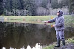 Local scaffolder Lewis Napoleon fishes for trout in Upper Big Creek Reservoir. He understands a new dam would likely mean higher local taxes. "I think is a good idea in the long run. It could also potentially open up jobs.”