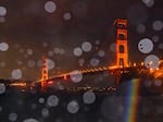 The Golden Gate Bridge is seen through a mix of rain and splashing bay water in Sausalito on January 5.