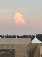 Smoke column from Austin Fire seen from McIver Incident Command Post on Aug. 25, 2026.