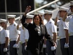 Vice President Harris arrives at West Point's graduation ceremony on May 27, 2023. She was the first woman to give a commencement address in the military academy's 221-year history.