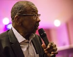 Pastor T. Allen Bethel speaks during a community listening session at Maranatha Church in Portland, Ore., Thursday, Feb. 21, 2019. City leaders called the meeting to hear community concerns over a police lieutenant's text messages with Patriot Prayer leader Joey Gibson.