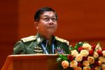 FILE - In this July 11, 2018, file photo, Myanmar's Army Commander-in-Chief Senior Gen. Min Aung Hlaing speaks during the opening ceremony of the third session of the 21st Century Panglong Conference at the Myanmar International Convention Centre in Naypyitaw, Myanmar. A military coup was taking place in Myanmar early Monday, Feb. 1, 2021 and State Counsellor Aung San Suu Kyi was detained under house arrest, reports said, as communications were cut to the capital.