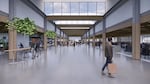 A mockup of the proposed new concourse at the Medford airport.