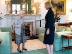 Queen Elizabeth greets leader of the Conservative party Liz Truss at Balmoral Castle on Tuesday. The Queen is under medical observation after her doctors became concerned about her health.