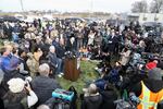 Gov. Wes Moore speaks during a news conference at the Maryland Department of Transportation campus near the bridge.