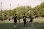 Members of the Palestino Soccer Academy participate in an evening practice at Frank D Zaccaria Memorial Park in Woodland Park, NJ, on June 6, 2026.