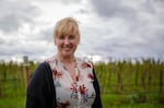 Michelle Krummenacker, whose family has owned and operated Liepold Farms since the 1950s, poses for a portrait in front of some of the farm's raspberries in Boring, Ore., on Friday, April 3, 2020.