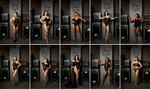 Miss Trans Global 2023 contestants show off their black swimsuits backstage.