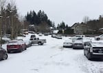 With roads turning into sheets of ice by mid-morning, many were impossible to navigate in Tigard, Dec. 15, 2016.