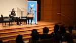 Hannah Tinti in conversation with Aaron Scott at a live taping of 'State of Wonder' in the Whitsell Auditorium during Wordstock.