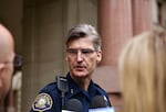 Portland Police Chief Mike Marshman speaks at a press conference about recent police shootings and the Black Lives Matter movement.