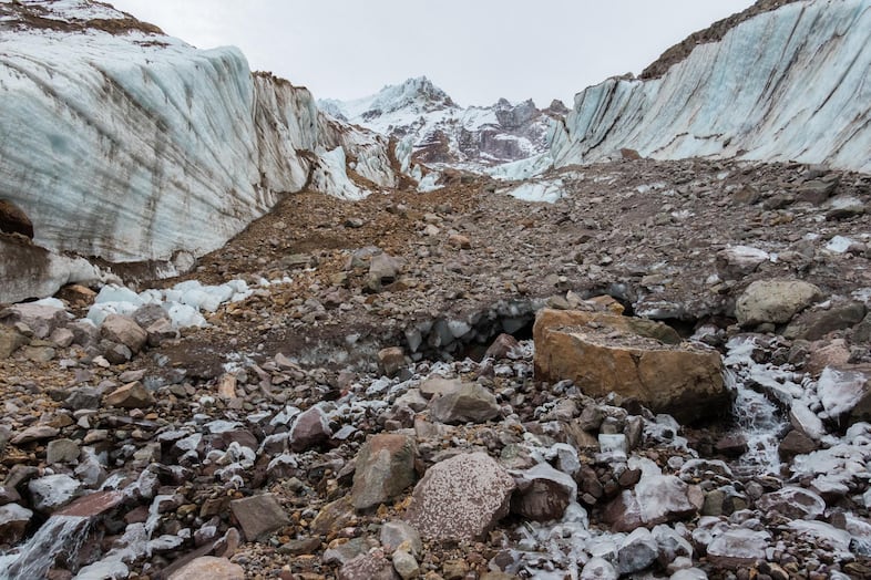 This photo was taken just months after an OPB television crew and a team of glacier cave explorers spent days documenting the last remnants of Pure Imagination. Brent McGregor has identified potential new passages that could invite exploration in the future, but the caves as documented by OPB in 2013 are gone.