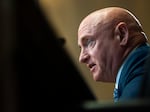 Sen. Mark Kelly, D-Ariz., questions Environmental Protection Agency Administrator Michael Regan as he testifies before a Senate Environment and Public Works Committee hearing to examine the president's proposed budget request for fiscal year 2023 for the EPA on Capitol Hill on April 6, 2022.