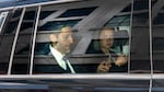 Sundar Pichai, chief executive officer of Alphabet Inc., left, exits federal court in Washington, DC, US, on Wednesday, April 30, 2025.