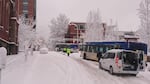 The winter storm transformed some of Portland's streets into slippery, snowy gridlock.