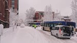 The winter storm transformed some of Portland's streets into slippery, snowy gridlock. 