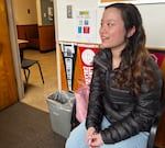 Tracy Zhen, a senior at Benson Tech, listens to advice from her college counselor, Feb. 2, 2024. Zhen is planning to be a first-generation college student next fall and hopes to study business.