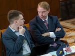 State Sen. Tim Knopp, R-Bend, right, at the Oregon Capitol in Salem, March 20, 2023.