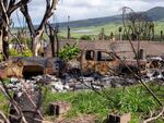 Over seven months after the fire, most properties that were burned in Lahaina are still covered with debris.