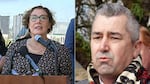 FILE - Multnomah County Chair Jessica Vega Pederson, left, speaks at a press conference on July 31, 2024 in Portland, Ore. Multnomah County District Attorney Nathan Vasquez, right, speaks at a press conference at Dawson Park in Portland, Ore., on March 19, 2025. 