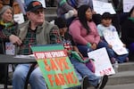 Local residents, farmers and environmental and land and conservation groups rallied outside the Hillsboro Civic Center in opposition of Gov. Tina Kotek's proposal to bring rural land into the city's urban growth boundary, Oct. 10, 2024.