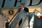 President Donald Trump arrives on Air Force One, Thursday, July 9, 2026, at Joint Base Andrews, Md.