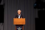 Democratic Gov. Tina Kotek speaks during the gubernatorial debate in Eugene, Ore., at the University of Oregon, on Thursday, Oct. 1, 2026.
