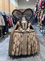 An Elizabethan gown with 23 interlocking pieces is shown in this photo taken on Jan. 21, 2026 at the Oregon Shakespeare Festival Costume Rentals department in Talent in Southern Oregon. The gown is one of more than 30,000 costumes and accessories OSF Costume Rentals makes available to rent for academic institutions,  local theaters, TV shows and other productions.