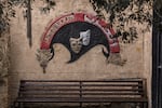 A bench is seen at the entrance of the Freedom Theatre in the Jenin refugee camp 10 days after a raid by Israeli forces, Dec. 23, 2023.