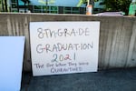 Teachers and staff at Ron Russell Middle School held a parade for 8th-graders June 17, 2021. Some students hadn't set foot inside a classroom since March 2020.