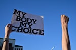 Pro-choice demonstrators rally in Scottsdale, Arizona.