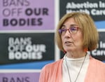 Anne Udall, president and CEO of Planned Parenthood Columbia Willamette, answers media questions at the press conference, Aug. 25, 2022 at the Hillman East Portland Health Center.  Idaho’s nearly total abortion ban goes into effect today, and a press conference was held by Gov. Kate Brown, state representative Andrea Valderrama and Congresswoman Suzanne Bonamici, along with Planned Parenthood Columbia Willamette, reaffirming Oregon’s commitment to abortion access.