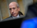 SEC Chair Gary Gensler attends a meeting of senior financial regulators at the U.S. Department of Treasury in Washington, D.C., on Dec. 14, 2023. Gensler has frequently referred to the crypto sector as the "wild west."