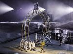 The Golden Voyager performs alongside dancers in front of an Olympic Ring during the closing ceremony of the Paris Olympics at Stade de France on Sunday.