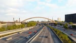 A rendering of the tied arch type design, one of two proposed versions of the $895 million replacement project to earthquake-proof the Burnside Bridge. The county is holding a series of informational events and asking the public to weigh on the issue.