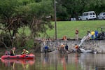 Search and rescue operations are performed in the Guadalupe River on July 14, 2025 in Kerrville, Texas. .