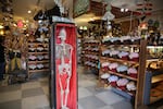 A female skeleton greets patrons of Marsh's Free Museum when they walk in the front doors.