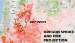 A map released by Cycle Oregon showing how wildfires interfered with its scheduled ride in 2017, leading to cancelation of the event.