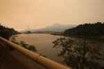 Smoke from the Eagle Creek Fire fills the air near the Bonneville Dam along I-84 on Sept. 14, 2017.