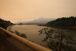 Smoke from the Eagle Creek Fire fills the air near the Bonneville Dam along I-84 on Sept. 14, 2017.