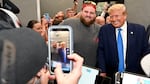Former President Donald Trump stopping by Downtown House of Pizza in Fort Myers, Fla., where employees of the establishment greeted him and took photos.