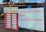 A sign on the door at Shari’s Café and Pies in Clackamas, on Oct. 21, 2024. Shari’s opened in 1978 and at one point had 95 locations across Oregon, Washington, Idaho, California, Wyoming and Nebraska.