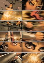 An action sequence from "Wonder Woman: Rebirth #10," written by Greg Rucka; art by Nicola Scott; color by Romulo Fajardo, Jr.