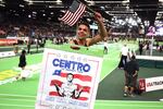 Matthew Centrowitz celebrates his win in the men's 1,500 meters at the USATF Indoor Championships in Portland on Saturday, March 12, 2016.