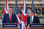Britain's Prime Minister Keir Starmer (R) and President Trump (L) attend a joint press conference following their meeting at Chequers, in Aylesbury, central England, on Sept. 18 on the second day of the US President's second State Visit.