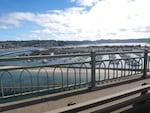 The site of the new OSU research center, as seen from Yaquina Bay Bridge.
