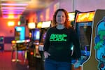 Shana Nelson’s downtown Hillsboro business, Arcade 2084, Feb. 2, 2022, opened in July 2020 and has been hanging on through the pandemic. A Jan. 2, 2022 fire destroyed the businesses across the street, and the road remains closed.