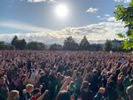 A crowd assembles near Revolution Hall in Southeast Portland, Ore., to protest police brutality Tuesday, June 2, 2020. It marked the fifth consecutive night of demonstrations in Portland brought on by the killing of George Floyd by a white police officer in Minnesota.